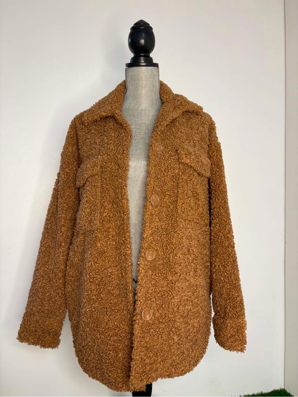 Garage Brown Teddy Jacket with Chest Pockets
